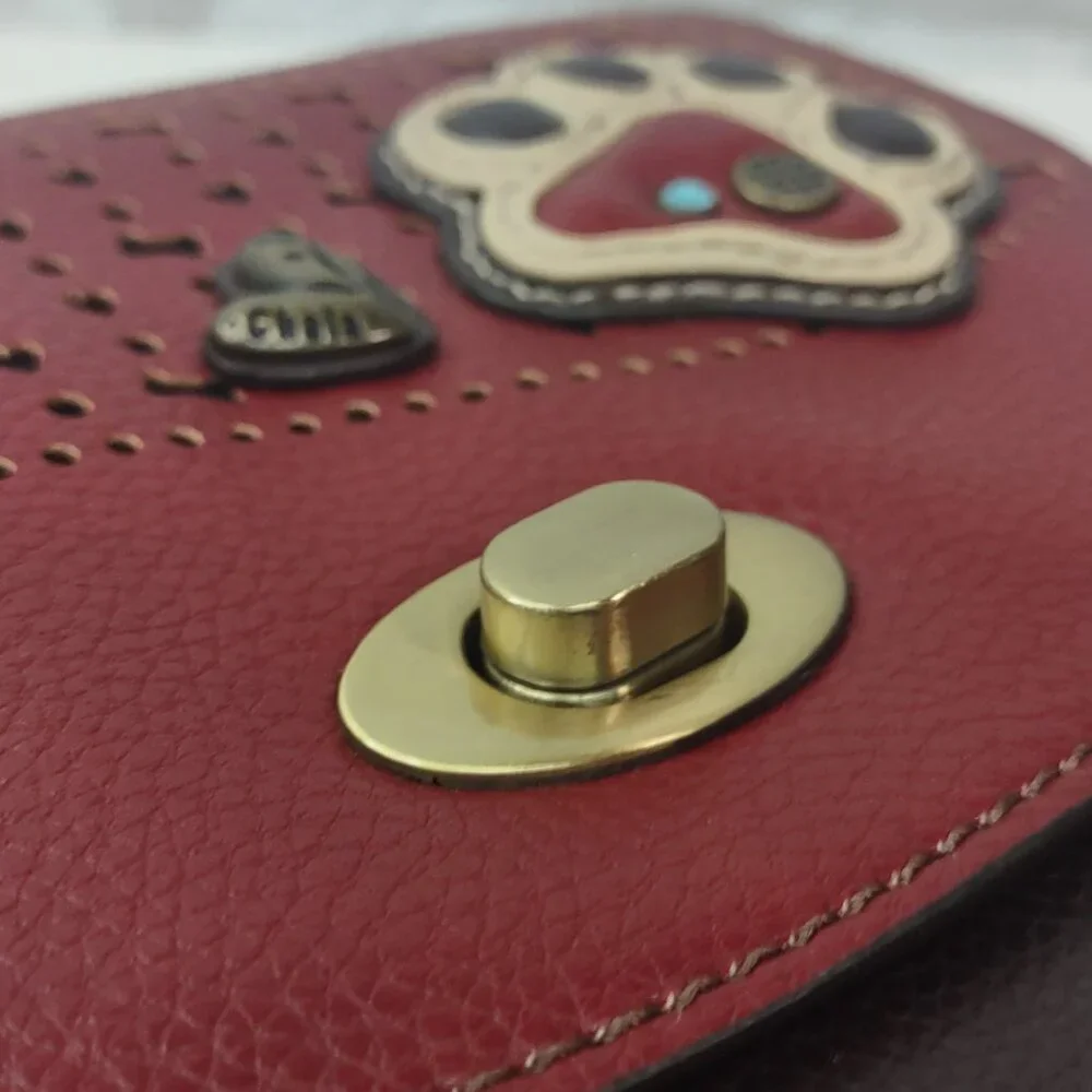 Chala Half Moon Paw Print Crossbody Purse with Adjustable Strap - Picture 11 of 13